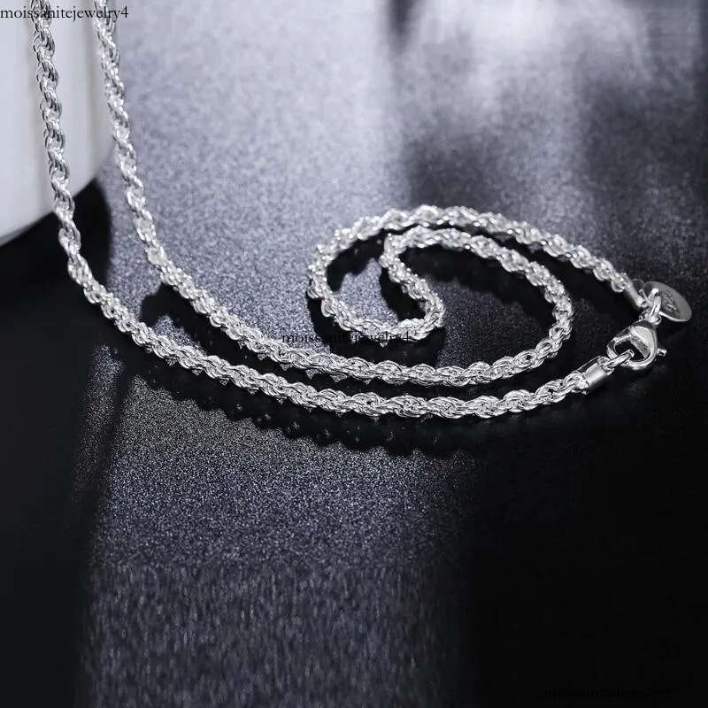 Chains Sterling Sier Necklace 16-24 Inches 3MM Twisted Rope Chain For Women FashionCharm Jewelry Gifts