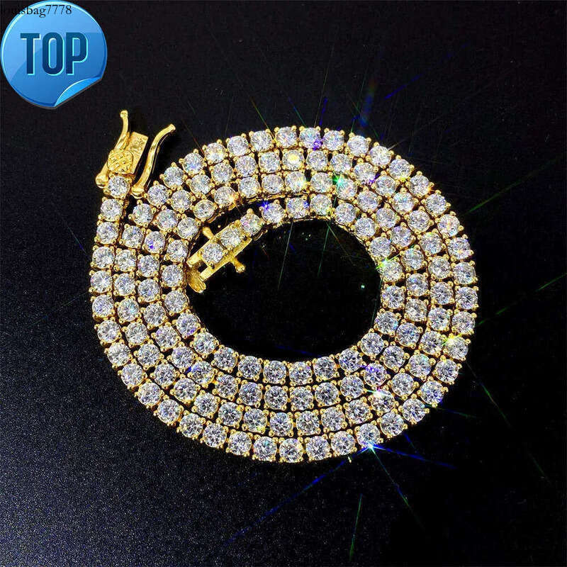 Moissanite tennis 3mm hip-hop full dia Cuban chain