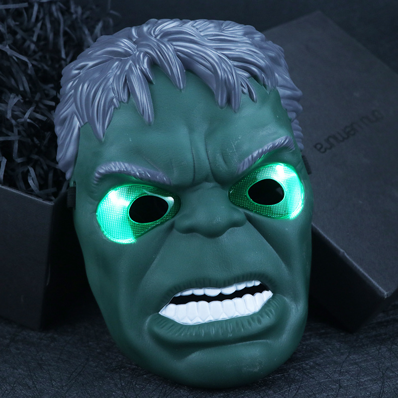 Disney Children's Glowing Mask Halloween Role-Playing Mask Spider-Man Captain America Batman Iron Man Hulk Batman Mask Glowing Cartoon Accessorie