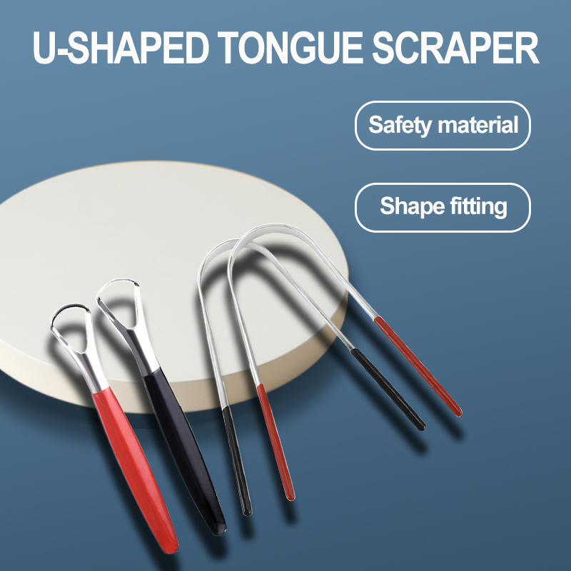 Other Oral Hygiene 4 - Piece Tongue Scraper Set - Red and Black Handle Oral Hygiene Tools for Effective Tongue Cleaning