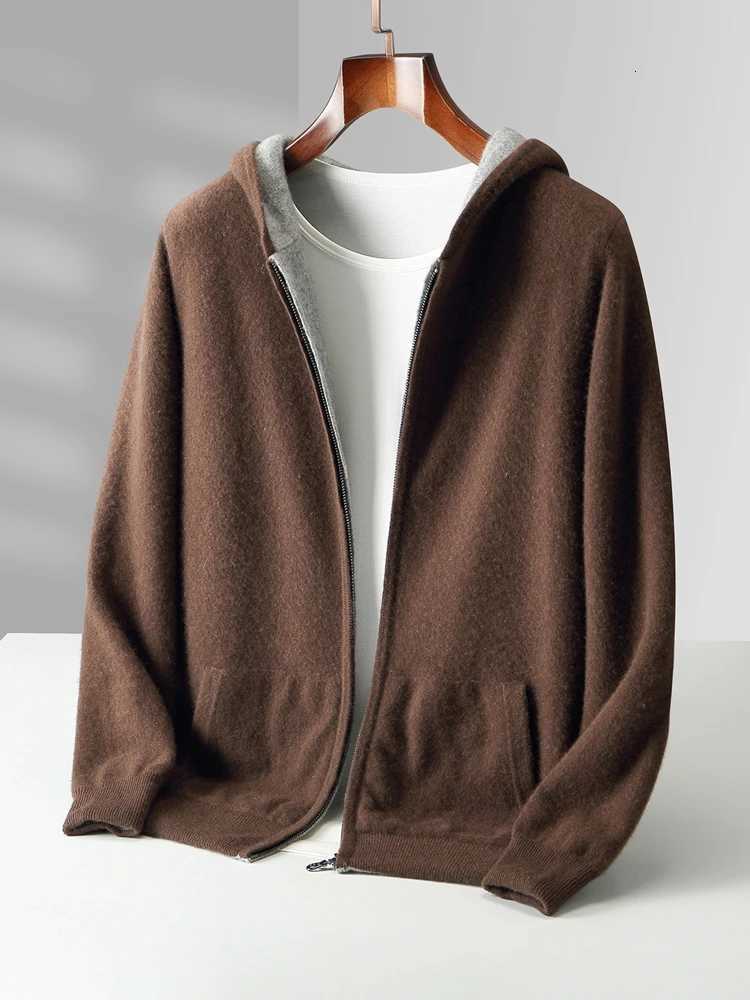 Autumn Winter Men Sweater Double Sided Hoodie Jacket 00 Merino Wool Cardigan Sweater Clothes Casual Warm Color Collision Coat W250930