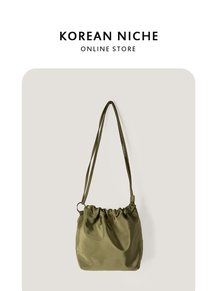 Hot-Selling New Style Drawstring Closure Nylon Bucket Korean Version Simple Casual Versatile Lightweight Small Shoulder And Crossbody Bag