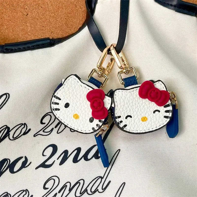 Sanrio Kawaii Hello Kitty Leather Bag Keychain Cartoon Backpack Pendant Girl Fashion Clothing Anime Exquisite Accessories Cute Gifts L250930