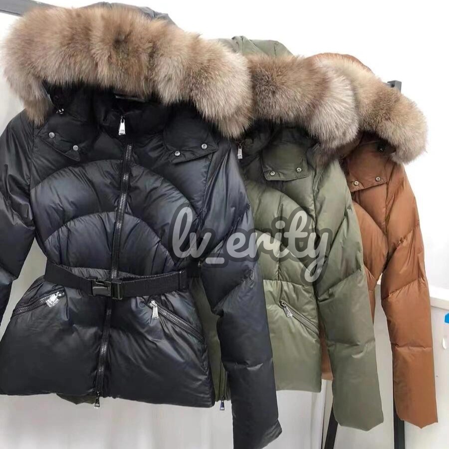 Womans Coat Designer Women Jacket Winter Long Down Jackets Fur Coats real raccoon hair collar Puffer jacket women parkas with belt lady cotton coat outerwear Jacket