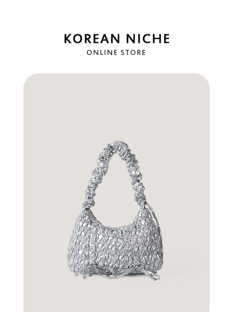 New Style Textured Niche Bubble Pattern Fashionable Girlish Trendy Cloud Pleated Retro Korean-Style Single-Shoulder Crossbody Women's Bag