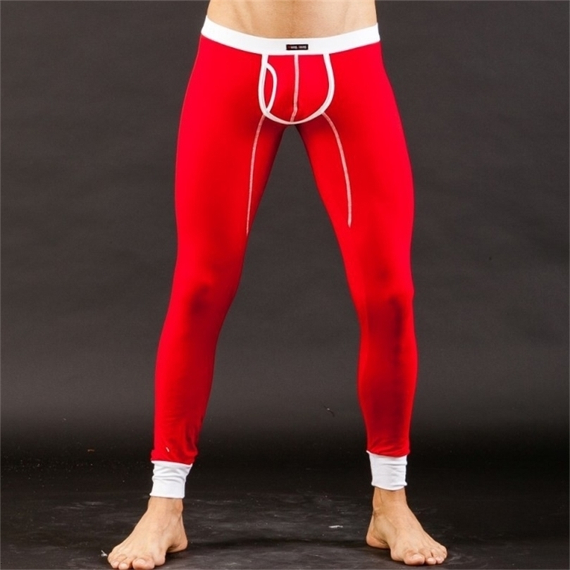 Men's Sexy Bulge Pouch Low Rise Underwear Long Johns Autumn Winter Thermal Leggings Pants Modal Men Trousers Sleepwear 211110wtt