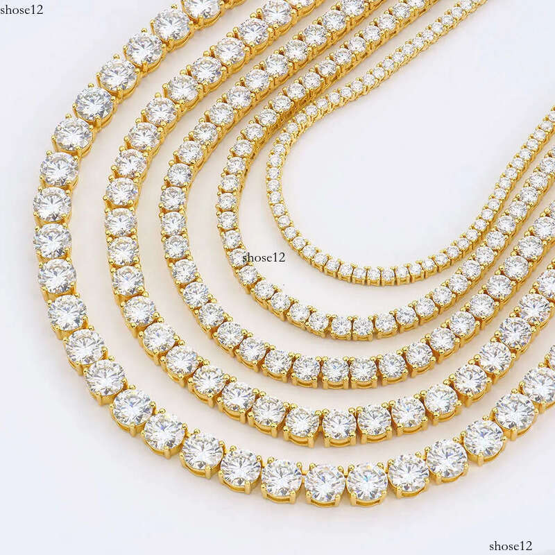 Pass Dia Tester VVS1 D Color With GRA Certificate Moissanite Chain For Women Solid Sier 4MM W Tennis Necklace Hip Hop Jewelry Woman Christmas Gift