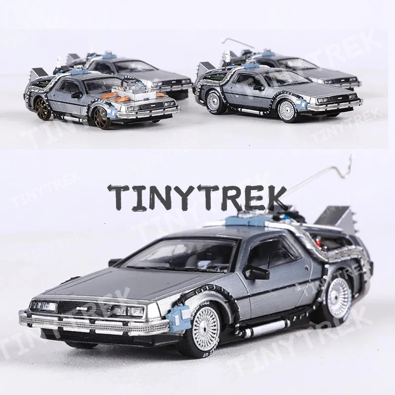 MJ 1 64 DeLorean DMC I II III Back To The Future Time hine MrFusion Diecast Toy Vehicle Car Model 241118