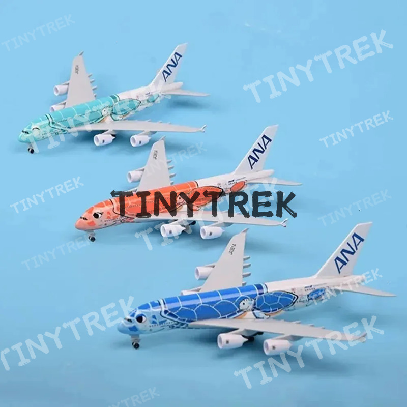 20cm alloy metal Japan Airlines ANA Airbus A380 cartoon turtle model painting airplane toy 240716