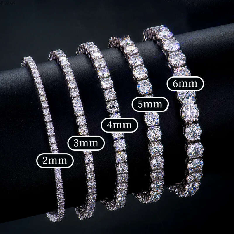 Wholesale Mens and Womens S Sterling Sier Tennis Chain Bracelet VVS Lab Moissanite Mossanite Hip Hop Style for Gifts
