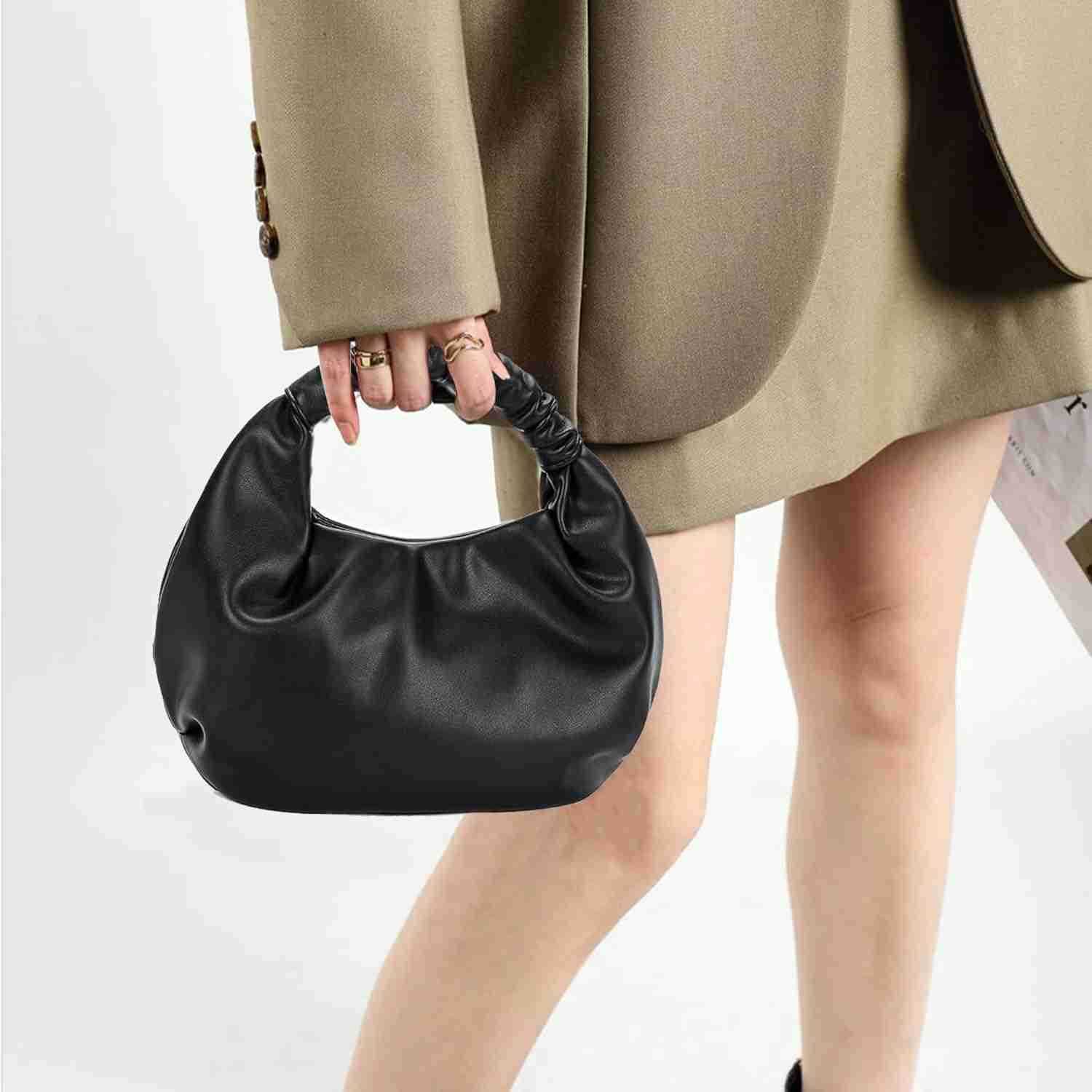 Mini Hobo Tote Bags for Women Soft Leather Clutch Purses for Women CloudShaped Top Handle BagsW250930