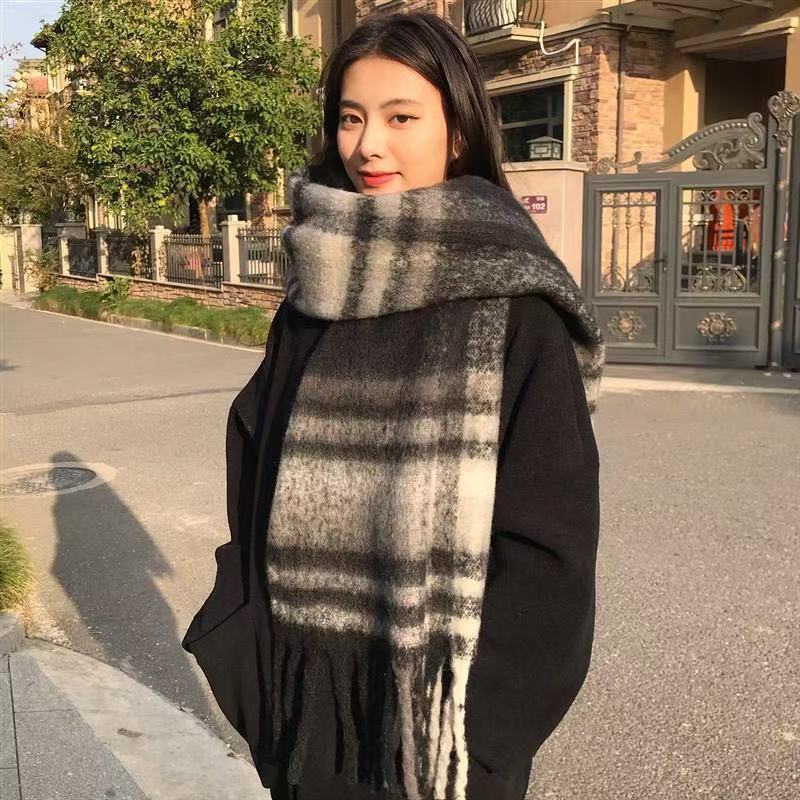 Y1904 New Style Double-Sided Color-Block Cashmere Scarf, Versatile Winter Scarf for Women