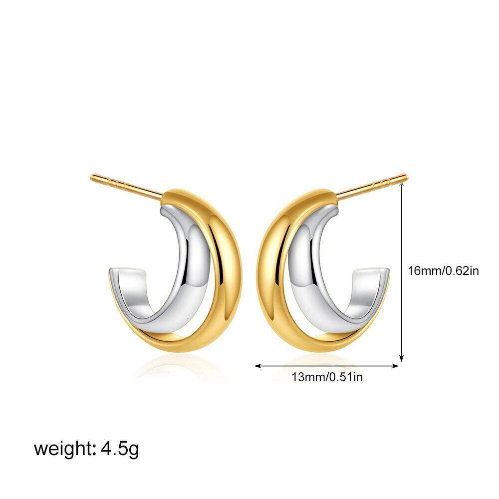 Vintage Gold&Sier Plated Twisted Hoop Earrings for Women Fashion Mixed Color Double Layer Small Hoops Ear Buckle Jewelry
