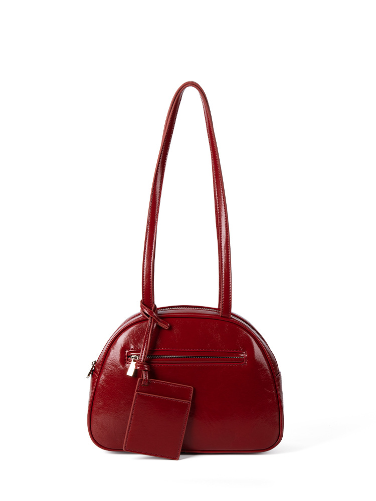 Autumn New Korean Style Versatile High-End Saddle Handbag With Patent Leather Texture Crossbody & Armpit Bag