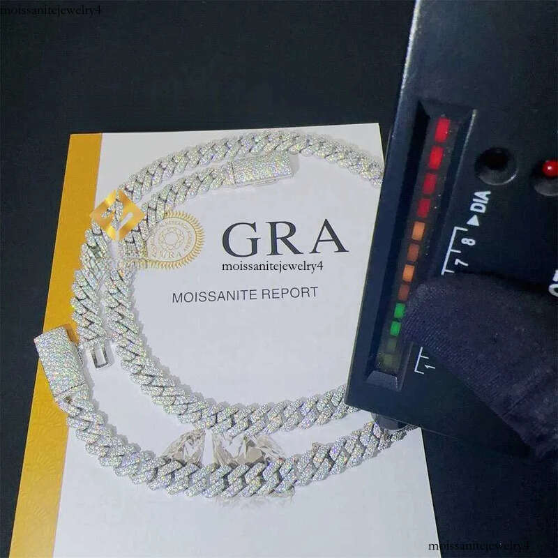 pendant necklaces best selling 8mm two rows Iced out man hip hop jewelry GRA certificates pass dia tester VVS1 moissanite cuban link chain men