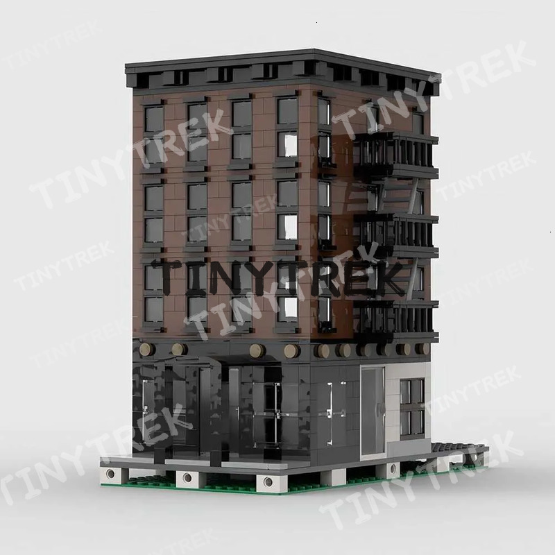 Street View Model Moc Building Bricks New York Apartment House Modular Technology Gifts Holiday Assemble Children Toys Suit L250805