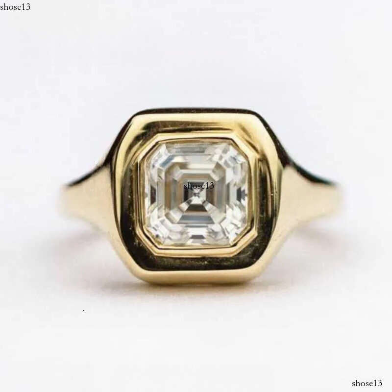 Classic assecher solitaire rings s sterg sier gold plated signet moissanite ring men
