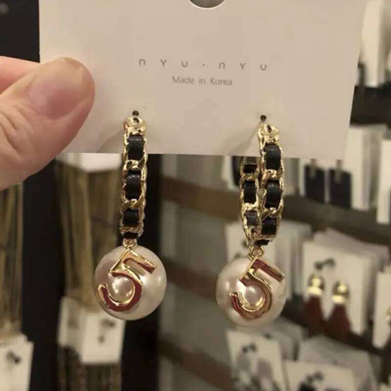 Design Trendy Handmade Rope Pearl Circle Stud Earring Jewelry for Women