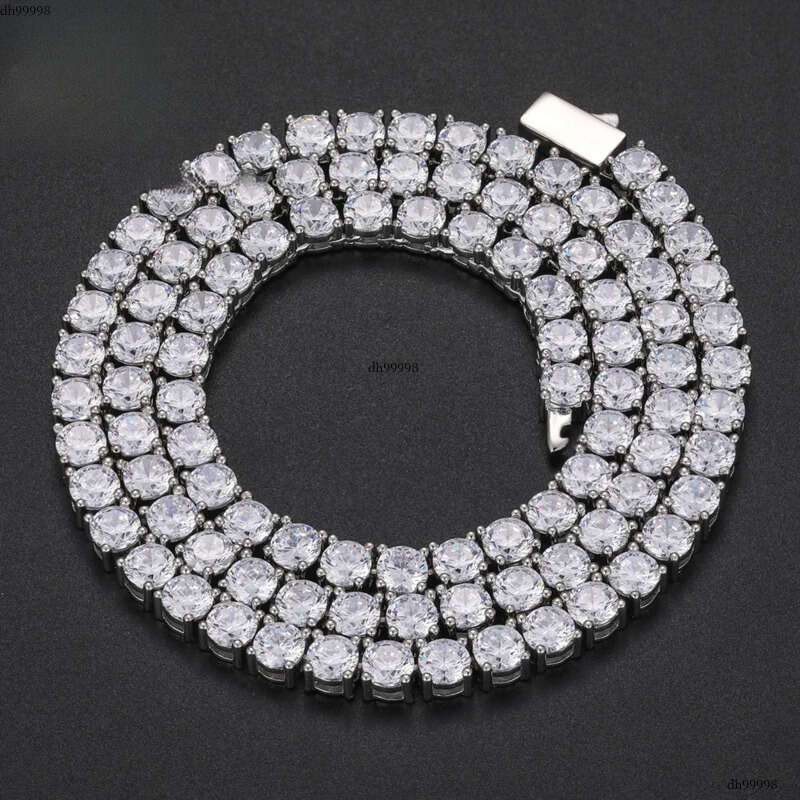 Fashion Men Women Jewelry Gift 5mm White Gold Plated Brass Prong Setting AAAAA Moissanite Dia Cluster Tennis Chain Bracelet Necklace