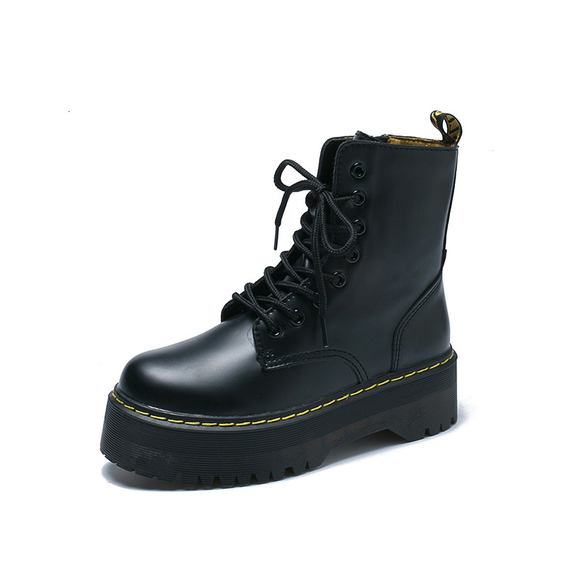 Martin Platform Thick Sole Work Black Motorcycle Ankle Boots Single Boots Shoes