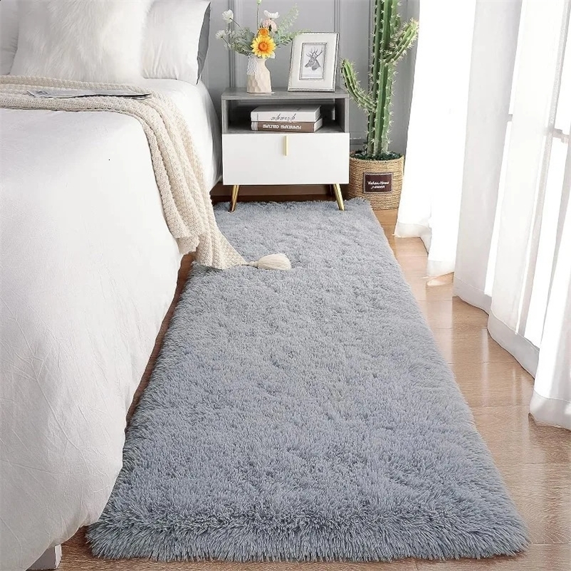 MiRcle Sweet Grey Fluffy Plush Suitable for Bedroom Living Room Christmas High Pile Floor Mat Anti slip Easy to Clean Carpet 1120bj H260226