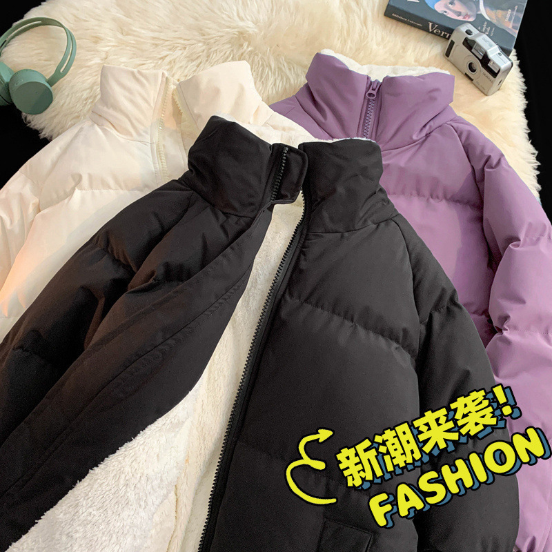2024 Autumn Winter Cotton Jacket Thickened Fleece Padded Loose Fit Mens Coat 240828