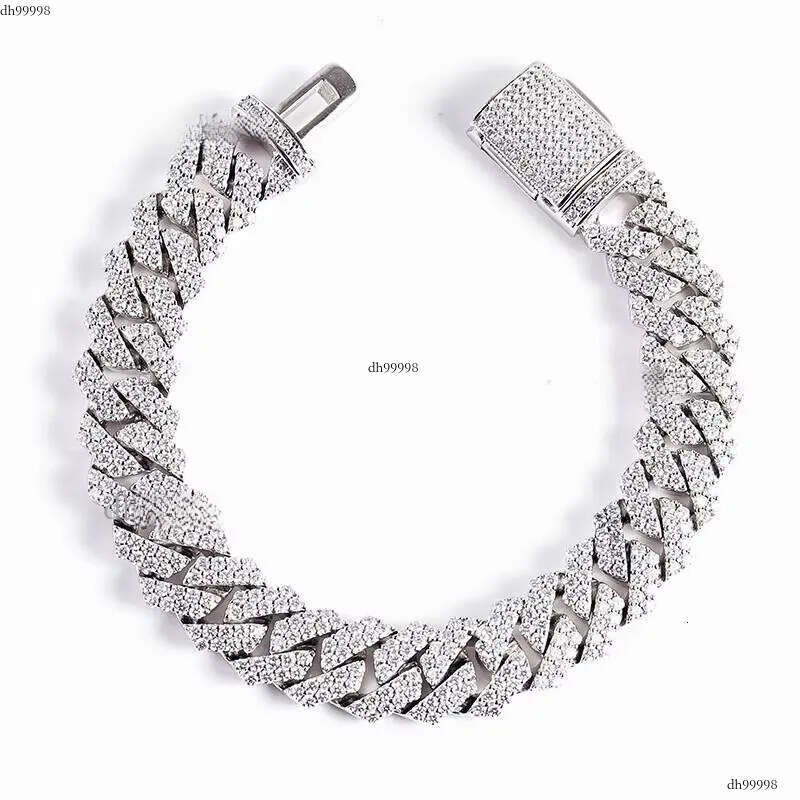 8MM Full Moissanite Chain Bracelet for Men Women Certified 100% Sterling Sier Hip Hop Cuban Link Male Jewelry Gift
