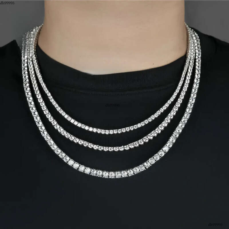 Factory Direct Sales 10K Solid Gold Plated VVS Moissanite CZ Chain 3mm Necklace for Men Women Fine Jewelry