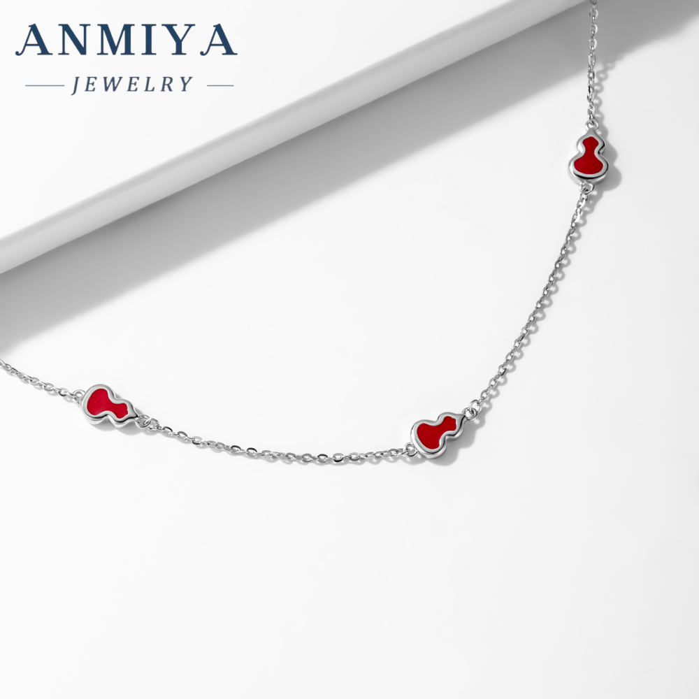 Wholesale High Quality Luxury 925 Sterling Sliver Jewelry Red Calabash Pendant Ladies Necklace