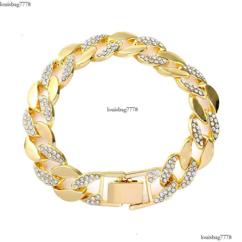 DHCollections Iced Out Cuban Link Bracelet for Men Women Sier Color 7-8 Inch Hip Hop Style Bling Chain Accessory 1 Piece