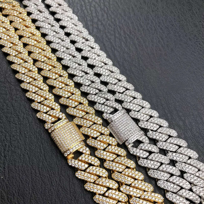 15mm Full Set Cuban Bracelet with Ribbed Plaid Necklace