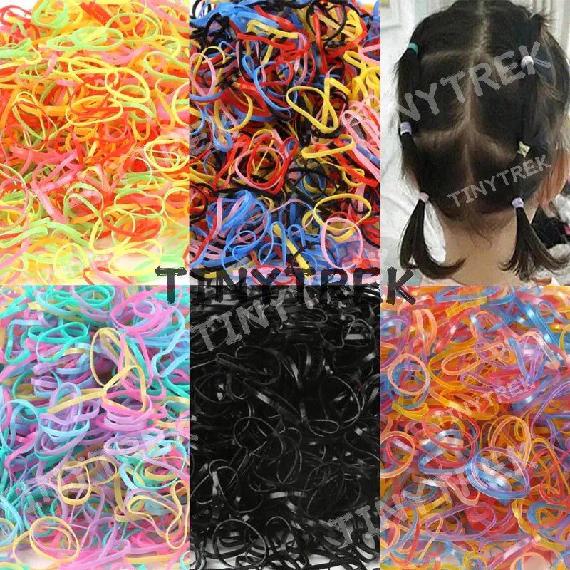 Colorful Disposable Strong Bands Scrunchie for Kids Girls Accessories Elastic Rubber Band Ponytail Hair Ties Black Red