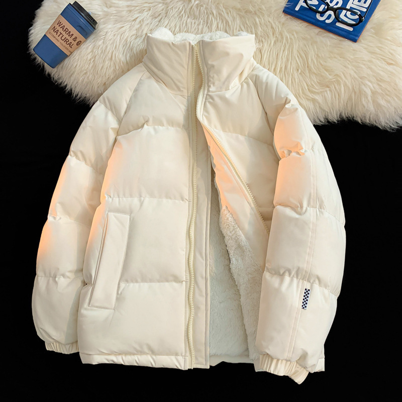2024 Autumn Winter Cotton Jacket Thickened Fleece Padded Loose Fit Mens Coat 240828