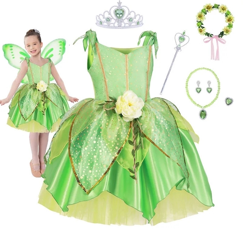 Little Dingdang Dress Baby Girl Picture Princess Clothing Birthday Christmas Gift Role Playing Role Playing Party Dressing Green Frog 240520bj