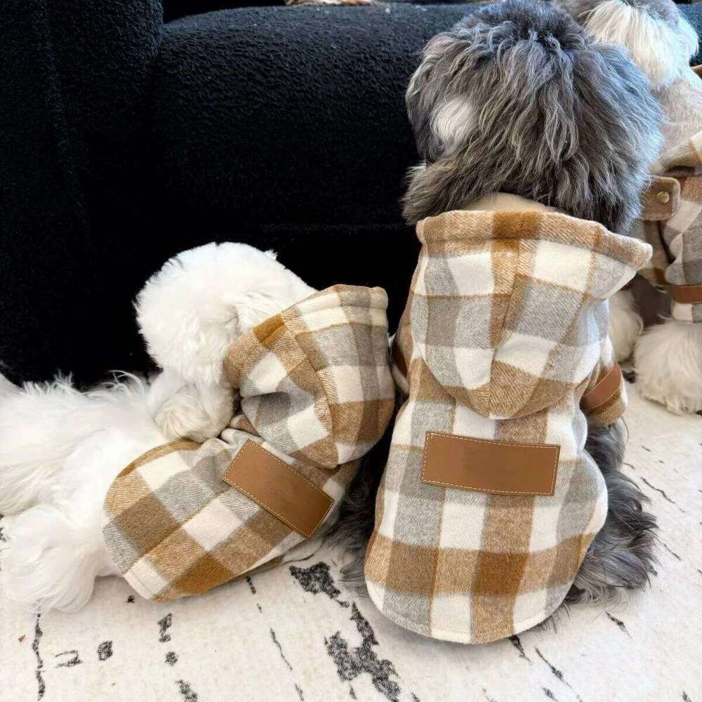 Pet Hooded Woolen Dog Warm Thick Teddy Autumn and Winter Coat Puppy Clothes