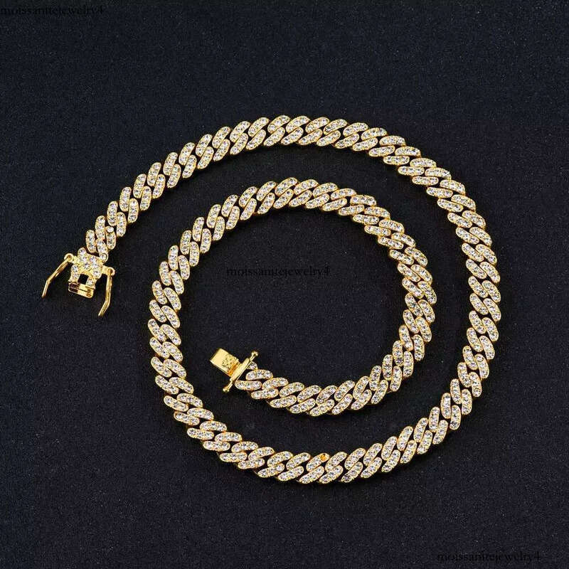 DHCollections Cuban Link Chain for Men Women 9mm Wide Iced Out Rhinestone Bling Fashion Jewelry Hip Hop Style Sier Necklace Adjustable