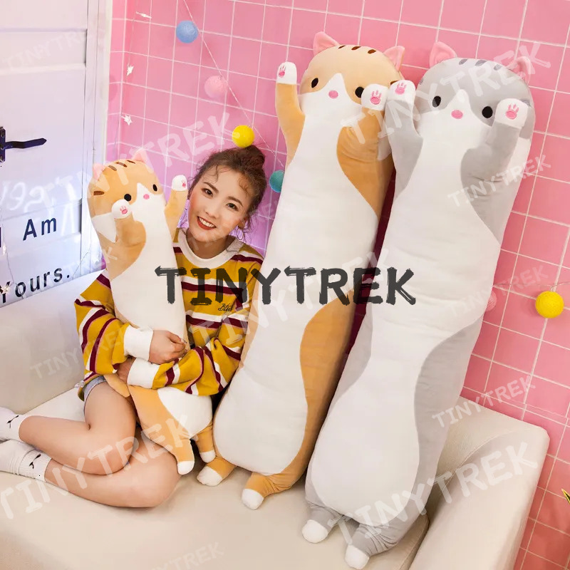 Long Pillow Plush Toy Cute Prone Cat Bed Cloth Doll Large Cushion Female