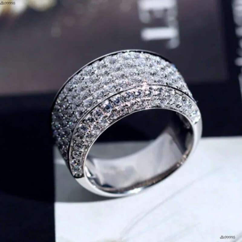 Size 8-12 Rulalei Brand Tycoon Wedding Rings Sparkling Jewelry Sterling Sier Pave White Moissanite Dia Party Eternity Engagement Ring For Men Gift