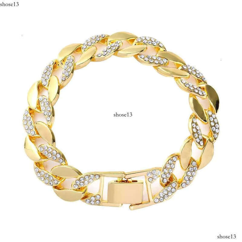 DHCollections Iced Out Cuban Link Bracelet for Men Women Sier Color 7-8 Inch Hip Hop Style Bling Chain Accessory 1 Piece