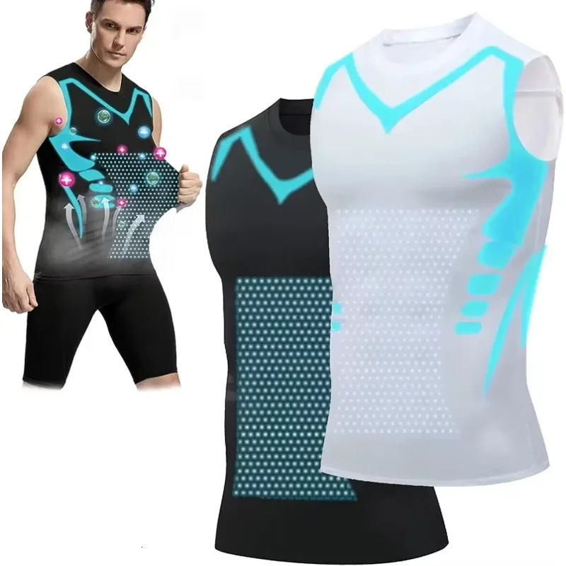 Men Ice Silk Slimming Vest Body Shaper Compression Shirts Tank Top Tummy Control Sleeveles Fitness Shirts Ionic Shaping Vest 250922