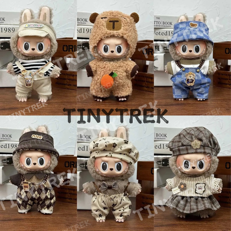 Fashion Ropa Clothes Outfit Doll Accessories For 15/17cm Labubu V2 V1 Plush Dolls Suspenders SuitT250313