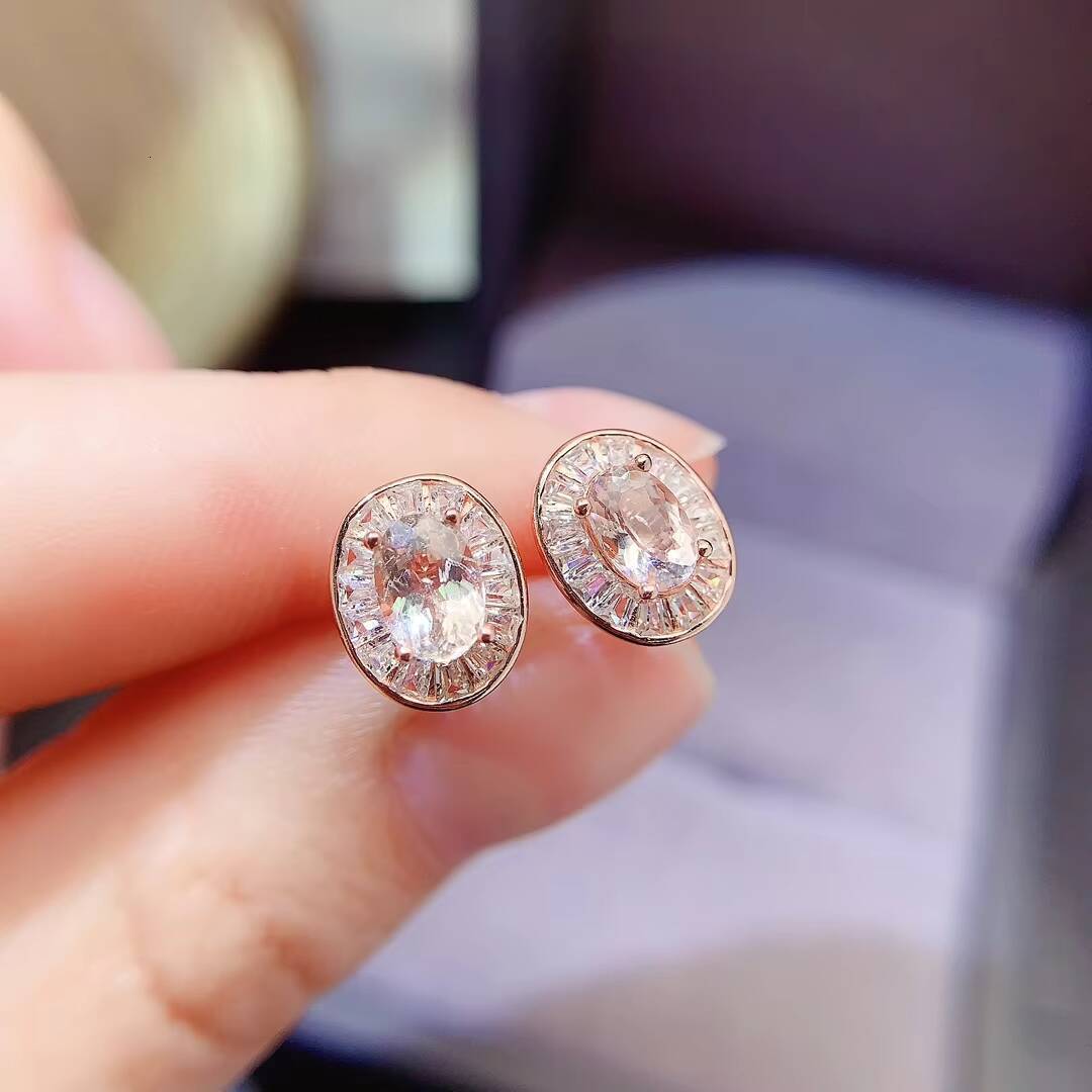 Luxury Vintage Court GoldPlated Natural Morganite Earrings for Women Anniversary Gift CMA