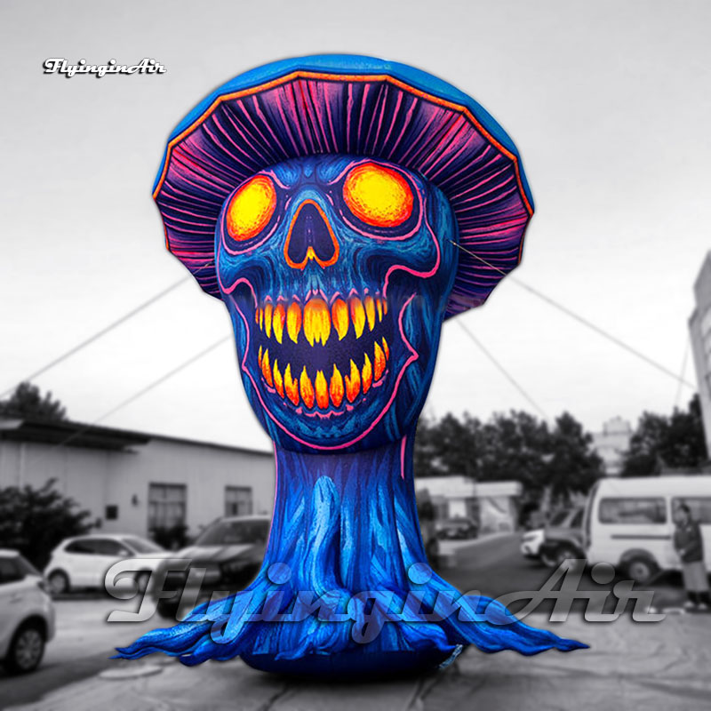 6m High Horrible Giant Inflatable Mushroom Monster With LED Light For Outdoor Halloween Yard Decoration
