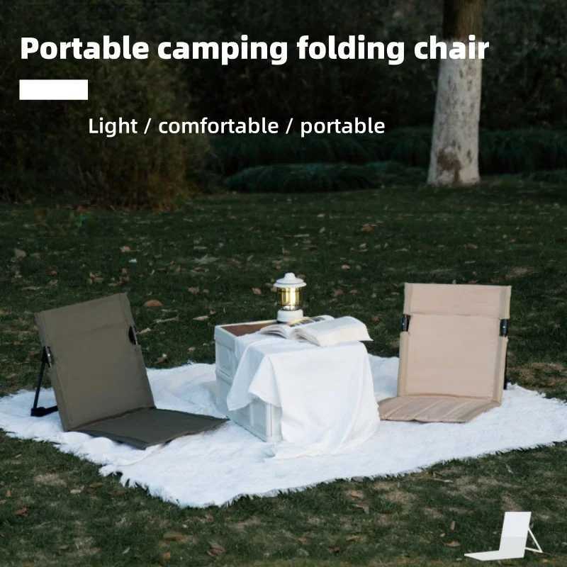 Portable outdoor foldable camping chair with adjustable backrest suitable for use on beaches gardens lawns and ground mats J250930