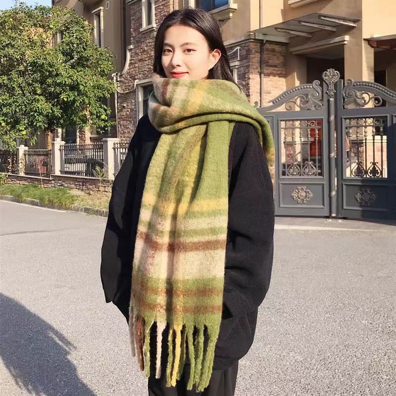 Y1904 New Style Double-Sided Color-Block Cashmere Scarf, Versatile Winter Scarf for Women