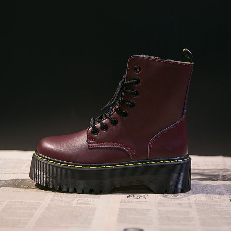 Martin Platform Thick Sole Work Black Motorcycle Ankle Boots Single Boots Shoes
