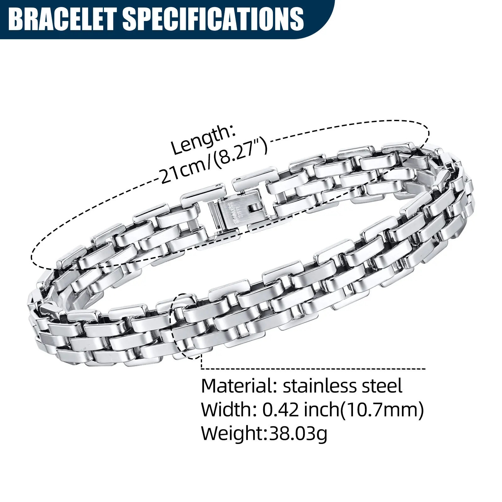 Stylish Strap Chain Boys Men Bracelets Stainless Steel Links Wristband Fathers Day Dad for birthday christmas Gift Jewelry 250925