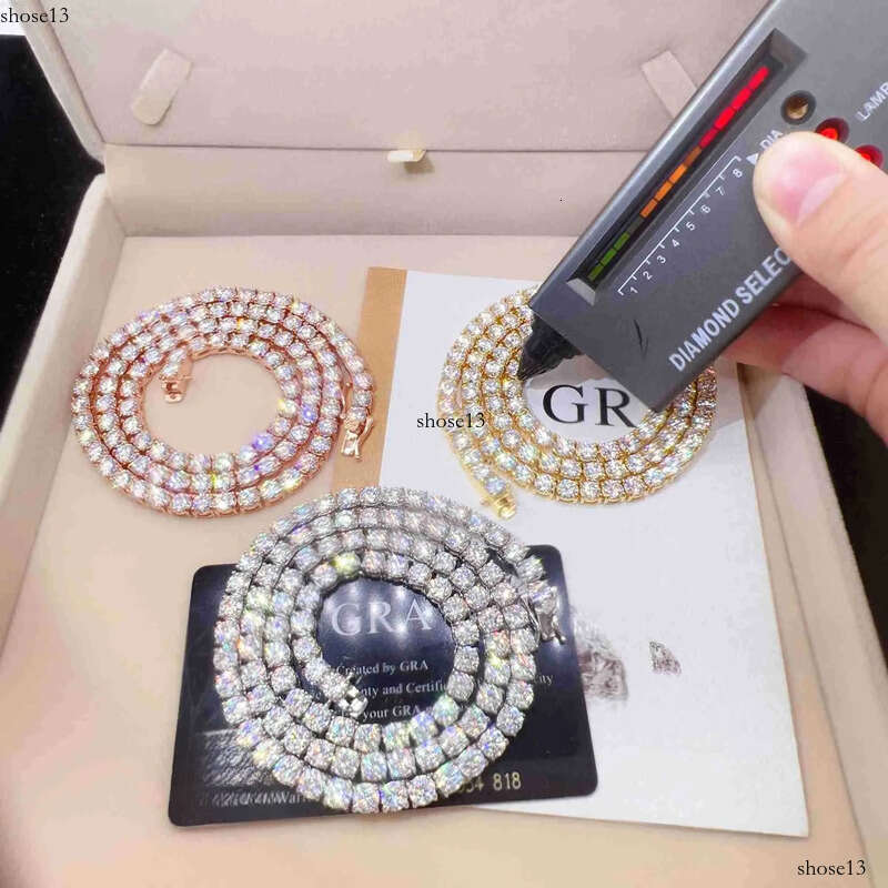 Designer Jewelry Good Price Gra Certified Vvs Moissanite Sterling Sier Solid Gold Tennis Chain