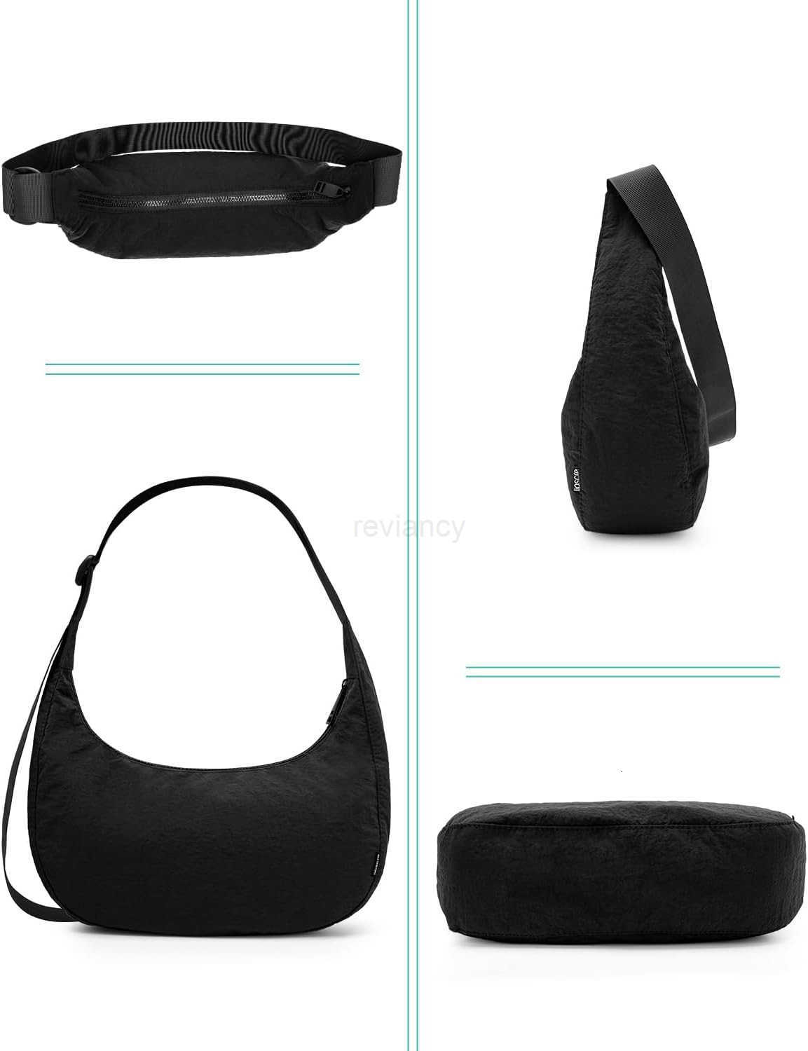 Medium Crossbody Crescent Bag for Women Men Trendy Nylon Crossbody Hobo Bag with Adjustable Strap and Inner PocketsW250930