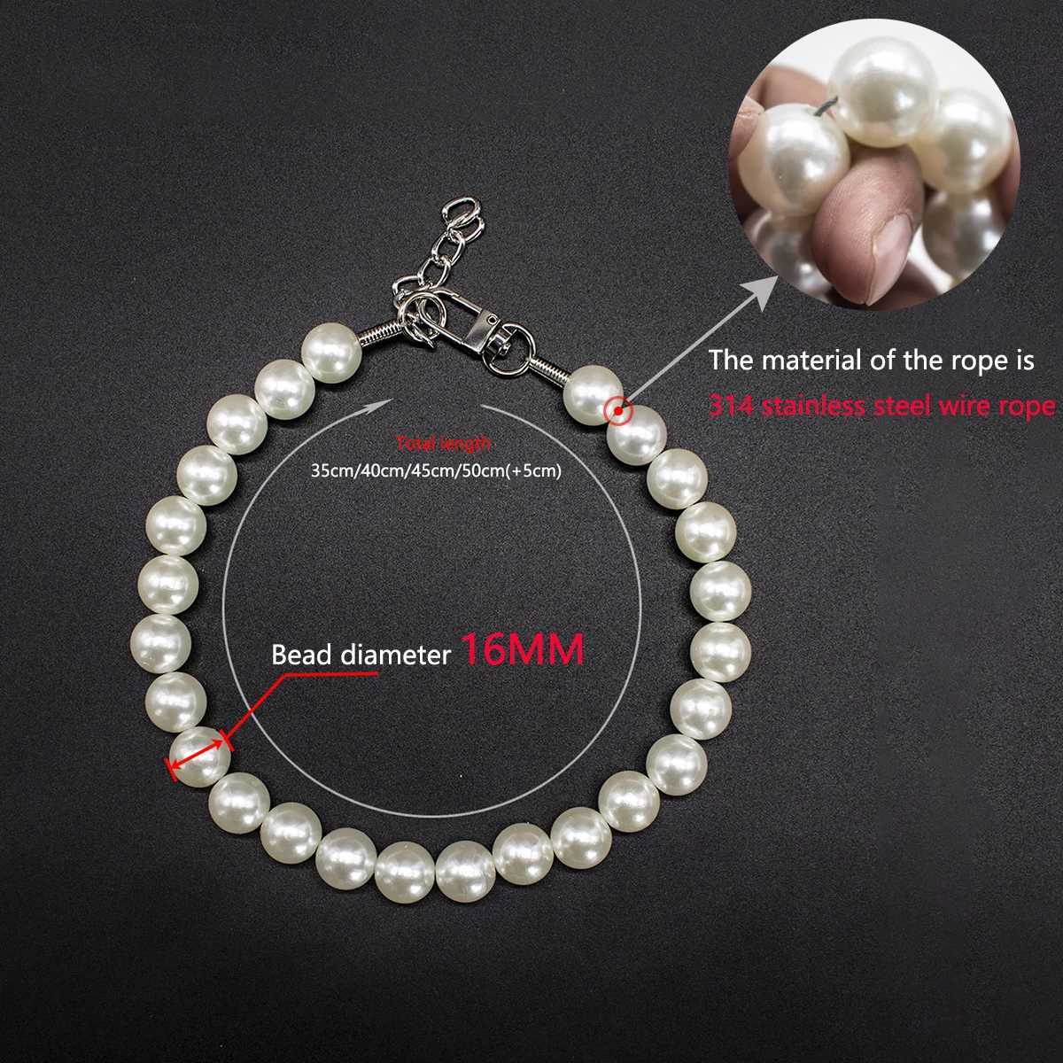 Luxury Dog Pearl Necklace Jewelry Accessories with Stainless Steel Wire Adjustable Elegant Pet Pearl Collar for Medium Large DXJ250930
